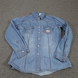 Rasco FR Shirt Womens Large Blue Denim Flame Resistant Work Western FR5021DN